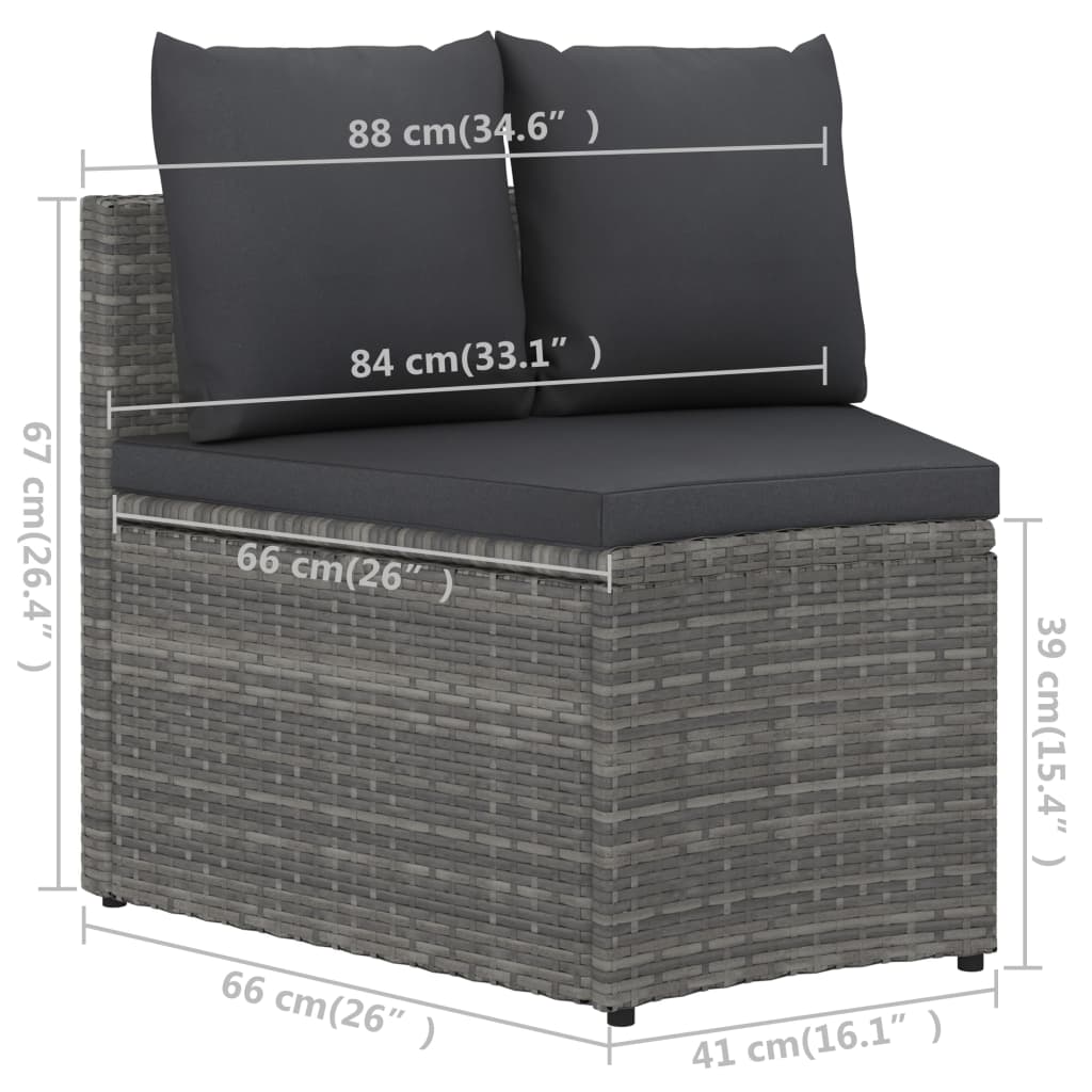 vidaXL 5-częściowa sofa do ogrodu, z poduszkami, polirattan, szara