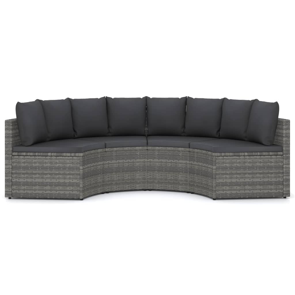vidaXL 4-częściowa sofa do ogrodu, z poduszkami, polirattan, szara