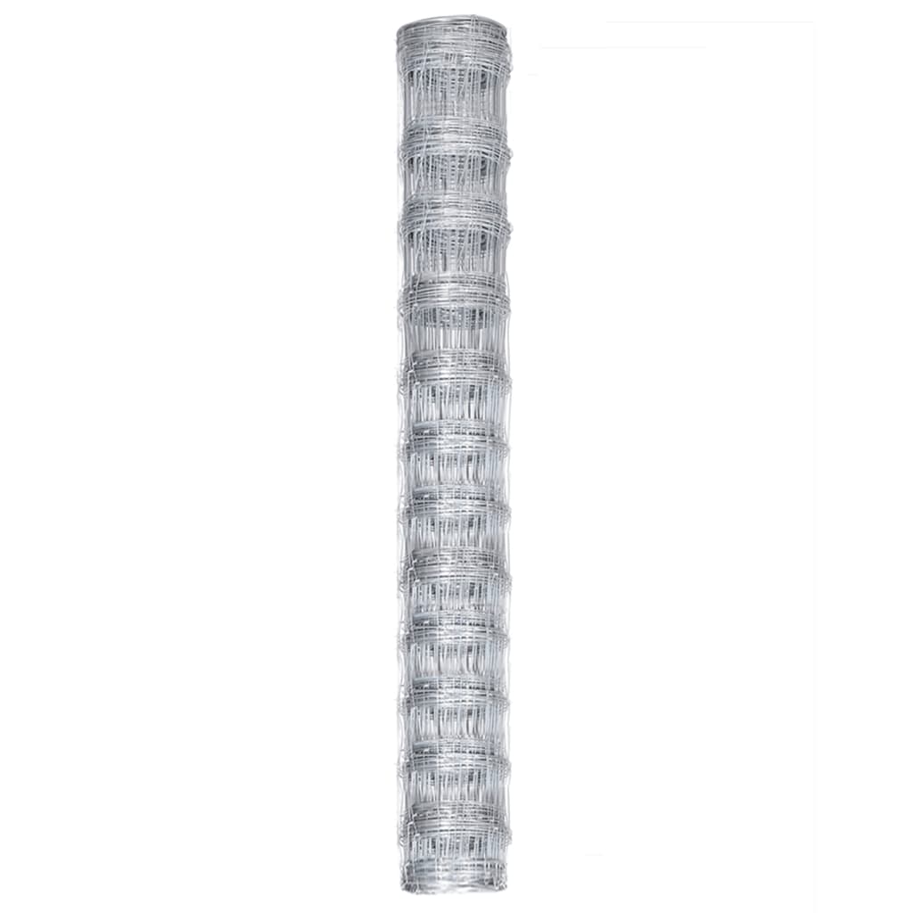 vidaXL Siatka ogrodzeniowa, galwanizowana stal, 50x1,25 m, srebrna
