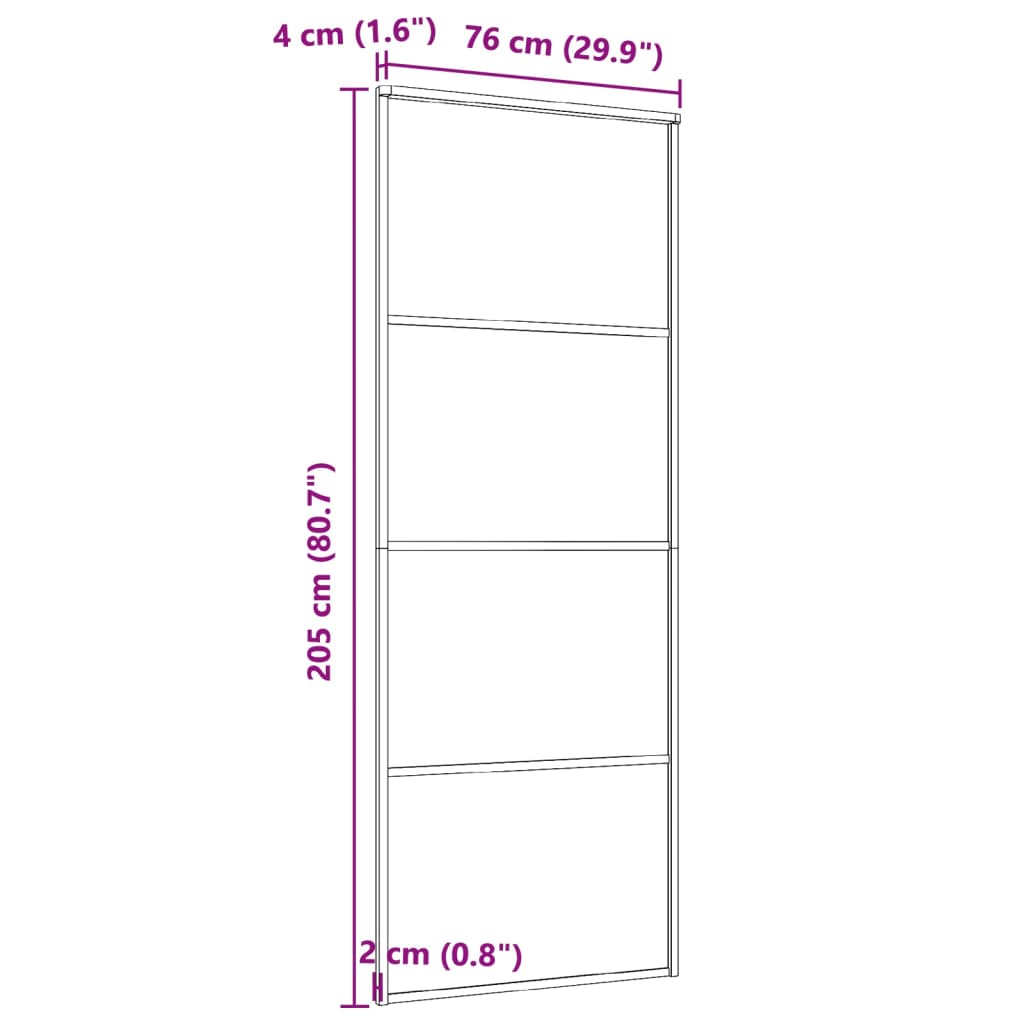 vidaXL Drzwi przesuwne, aluminium i szkło ESG, 76x205 cm, czarne