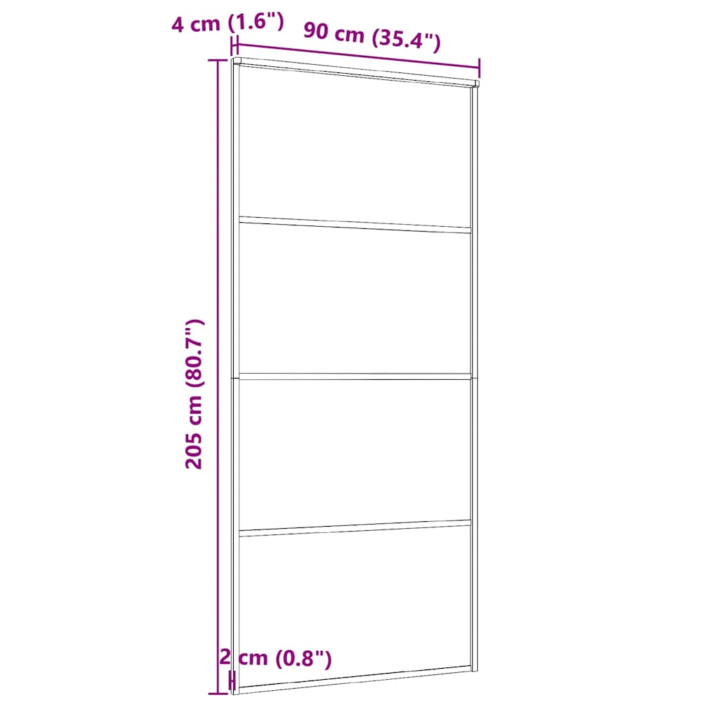 vidaXL Drzwi przesuwne, aluminium i szkło ESG, 90x205 cm, czarne