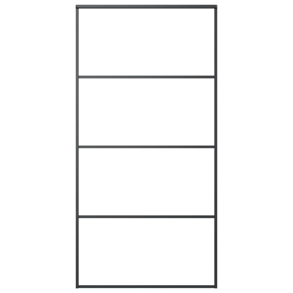vidaXL Drzwi przesuwne, aluminium i szkło ESG, 102,5x205 cm, czarne