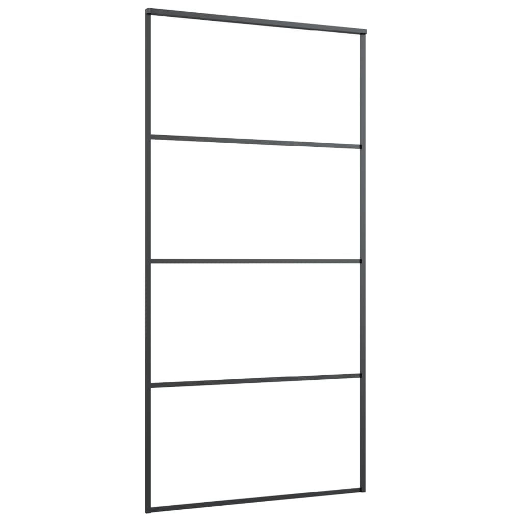 vidaXL Drzwi przesuwne, aluminium i szkło ESG, 102,5x205 cm, czarne