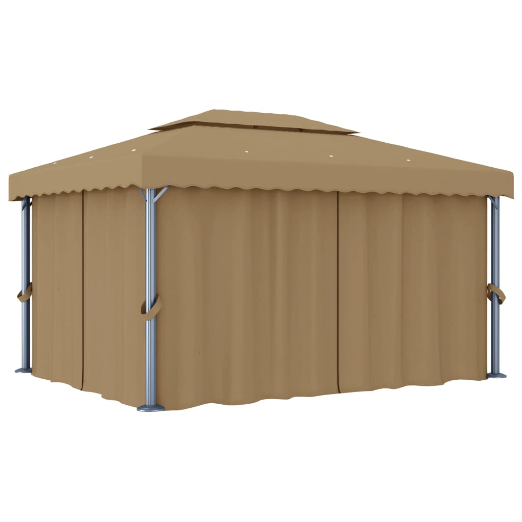 vidaXL Altana ogrodowa z zasłonami, 4 x 3 m, kolor taupe, aluminium