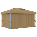 vidaXL Altana ogrodowa z zasłonami, 4 x 3 m, kolor taupe, aluminium