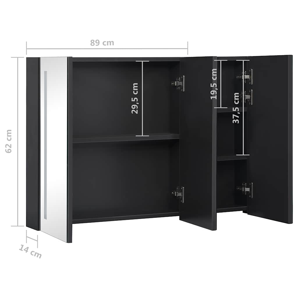vidaXL Szafka łazienkowa z lustrem i LED, 89x14x62 cm
