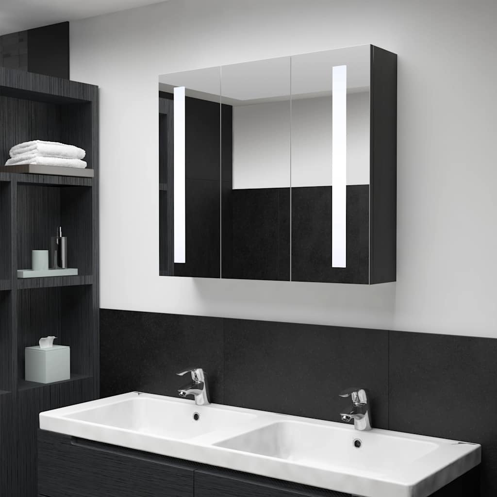 vidaXL Szafka łazienkowa z lustrem i LED, 89x14x62 cm