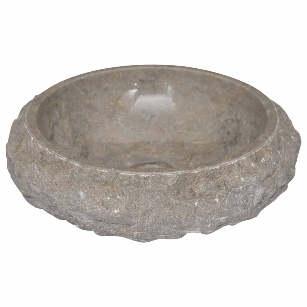 vidaXL Umywalka, Ø40x12 cm, marmurowa, szara