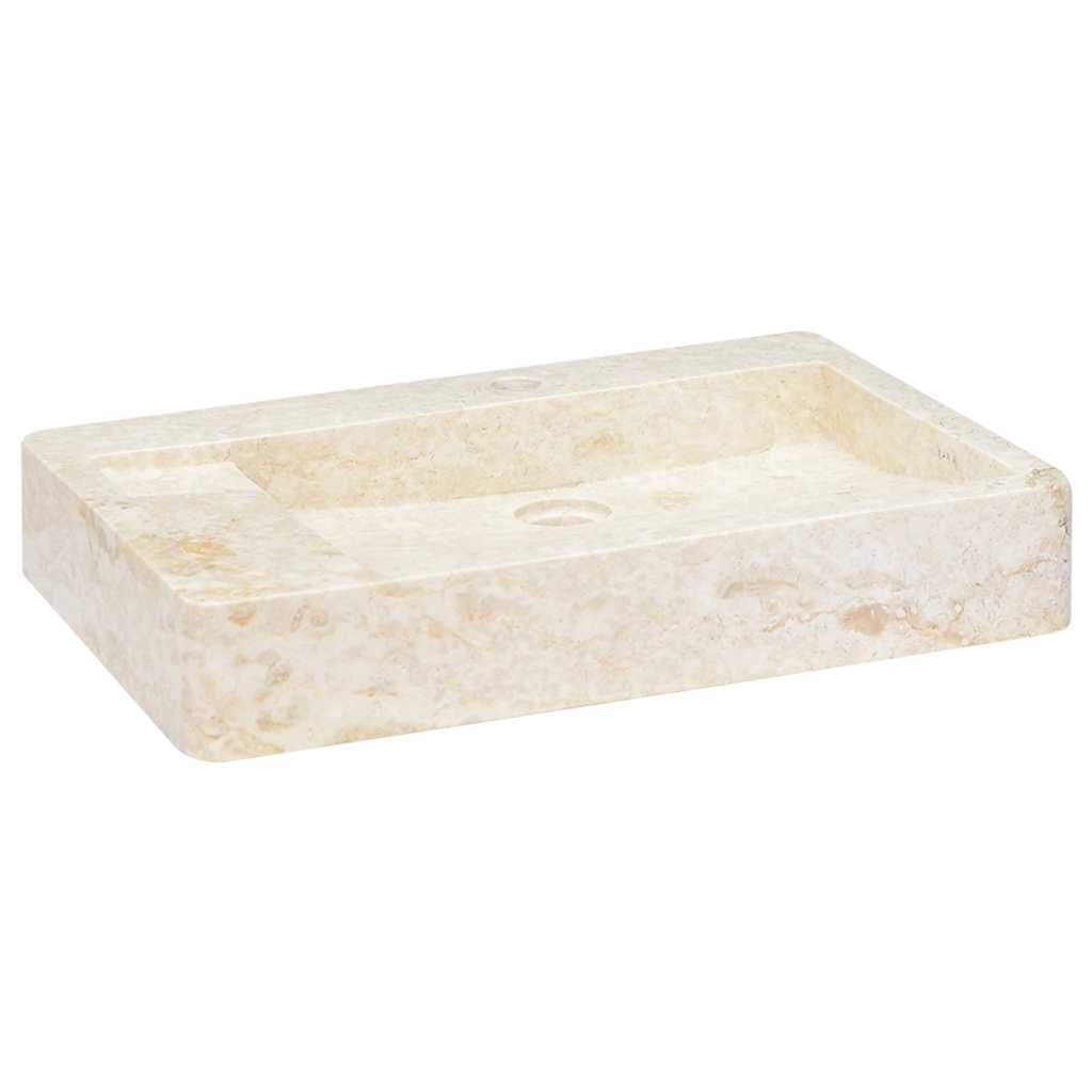 vidaXL Umywalka, kremowa, 58x39x10 cm, marmurowa