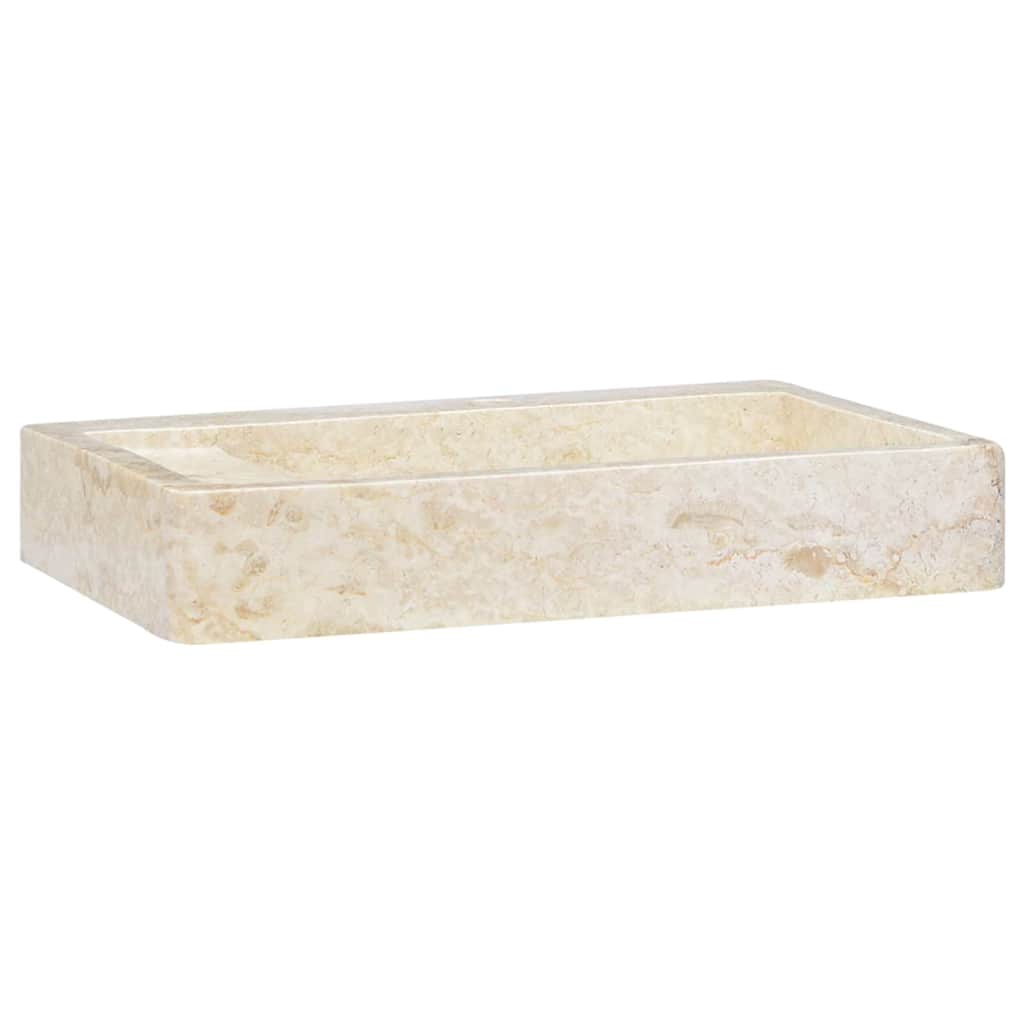 vidaXL Umywalka, kremowa, 58x39x10 cm, marmurowa
