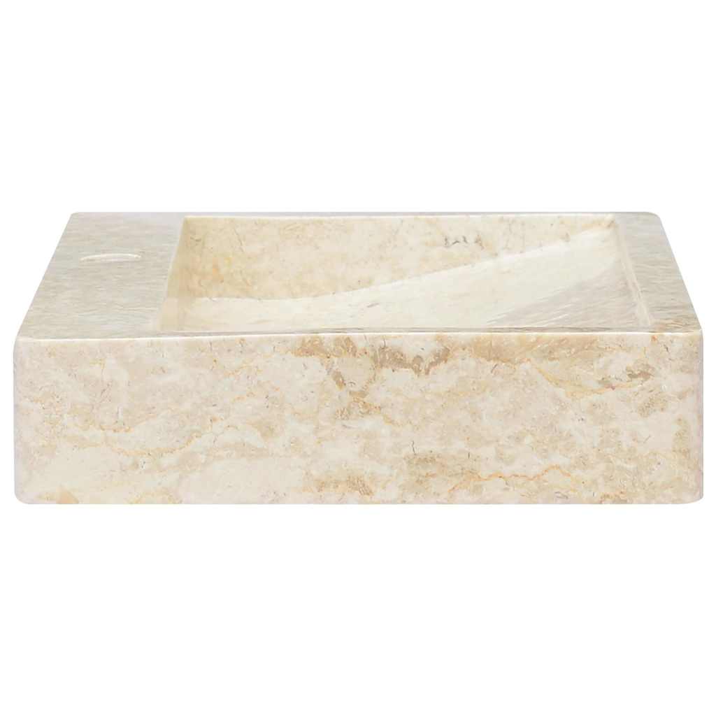 vidaXL Umywalka, kremowa, 58x39x10 cm, marmurowa