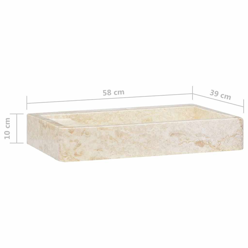 vidaXL Umywalka, kremowa, 58x39x10 cm, marmurowa