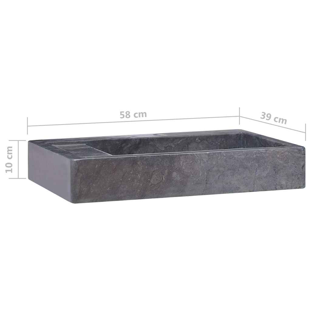 vidaXL Umywalka, czarna, 58x39x10 cm, marmurowa