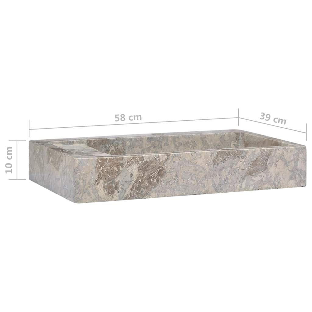 vidaXL Umywalka, szara, 58x39x10 cm, marmurowa