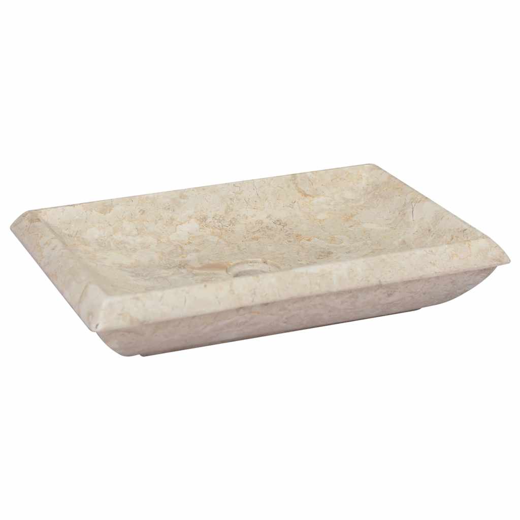 vidaXL Umywalka, kremowa, 50x35x10 cm, marmurowa