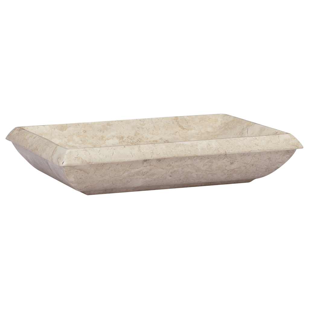 vidaXL Umywalka, kremowa, 50x35x10 cm, marmurowa