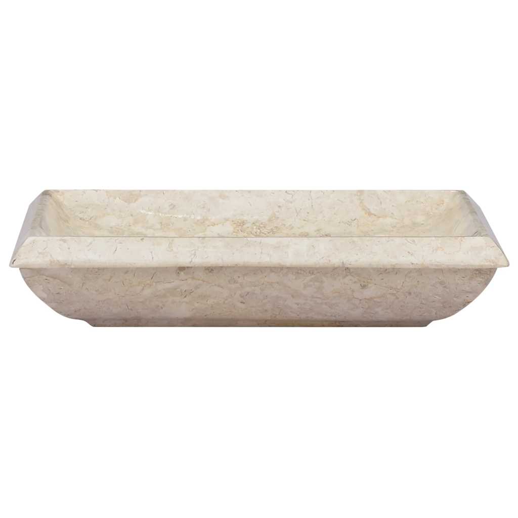 vidaXL Umywalka, kremowa, 50x35x10 cm, marmurowa