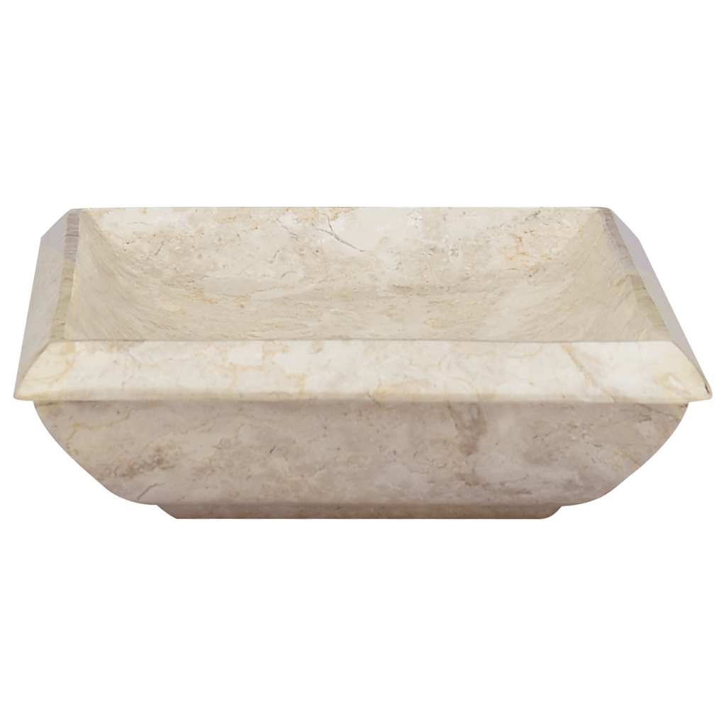 vidaXL Umywalka, kremowa, 50x35x10 cm, marmurowa