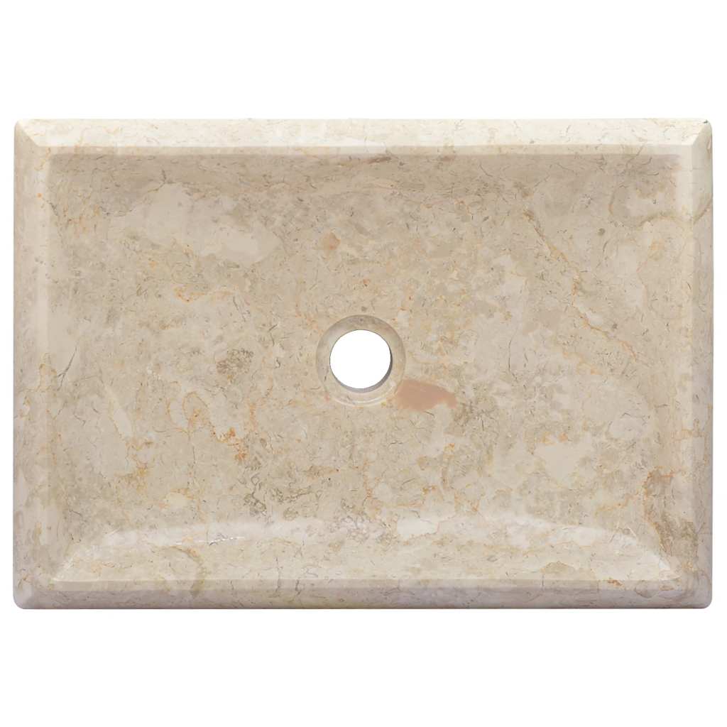 vidaXL Umywalka, kremowa, 50x35x10 cm, marmurowa