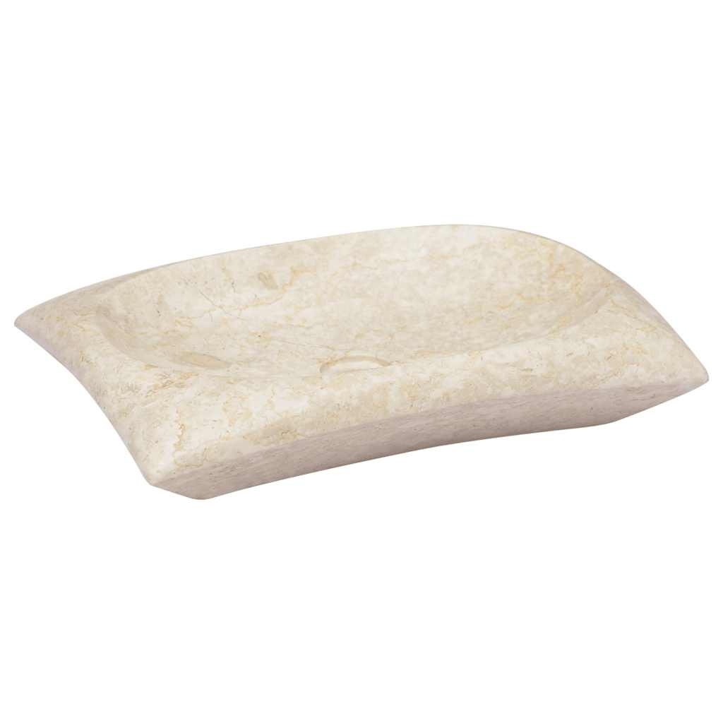 vidaXL Umywalka, kremowa, 50x35x10 cm, marmurowa