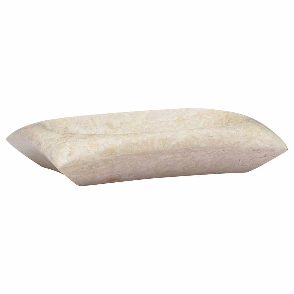vidaXL Umywalka, kremowa, 50x35x10 cm, marmurowa