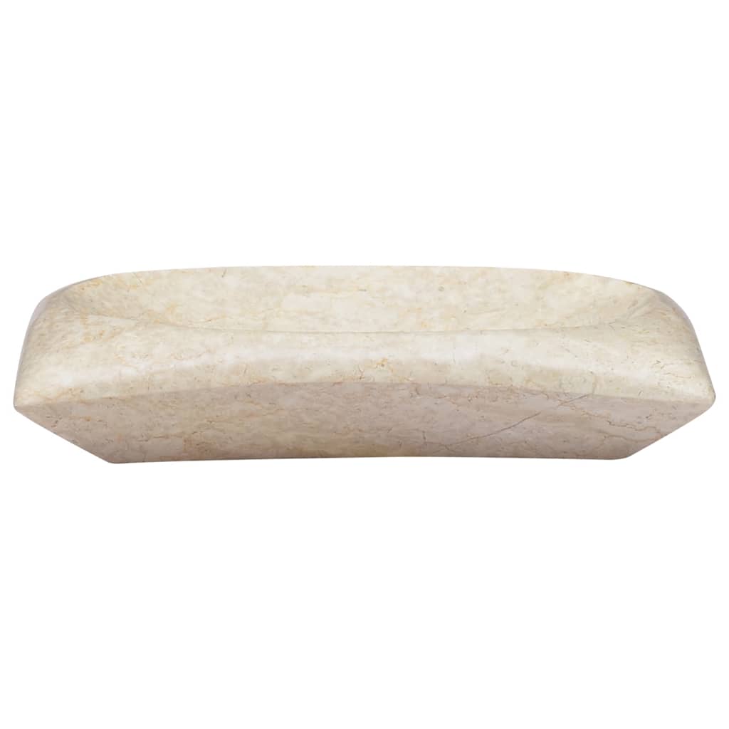 vidaXL Umywalka, kremowa, 50x35x10 cm, marmurowa