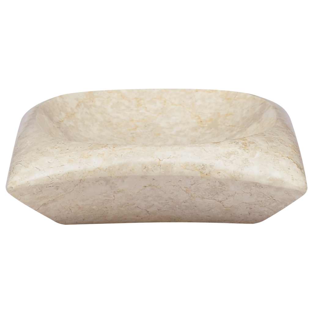 vidaXL Umywalka, kremowa, 50x35x10 cm, marmurowa