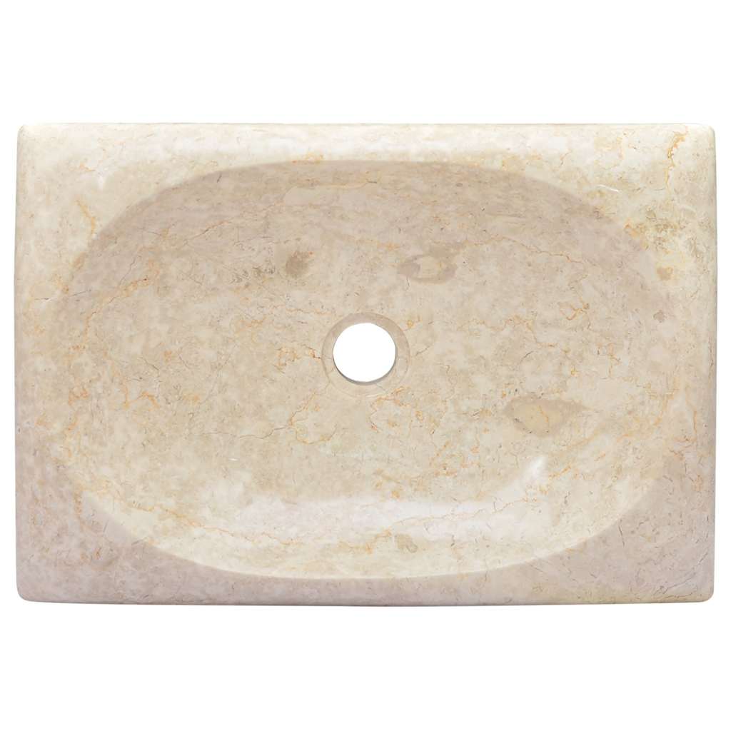 vidaXL Umywalka, kremowa, 50x35x10 cm, marmurowa