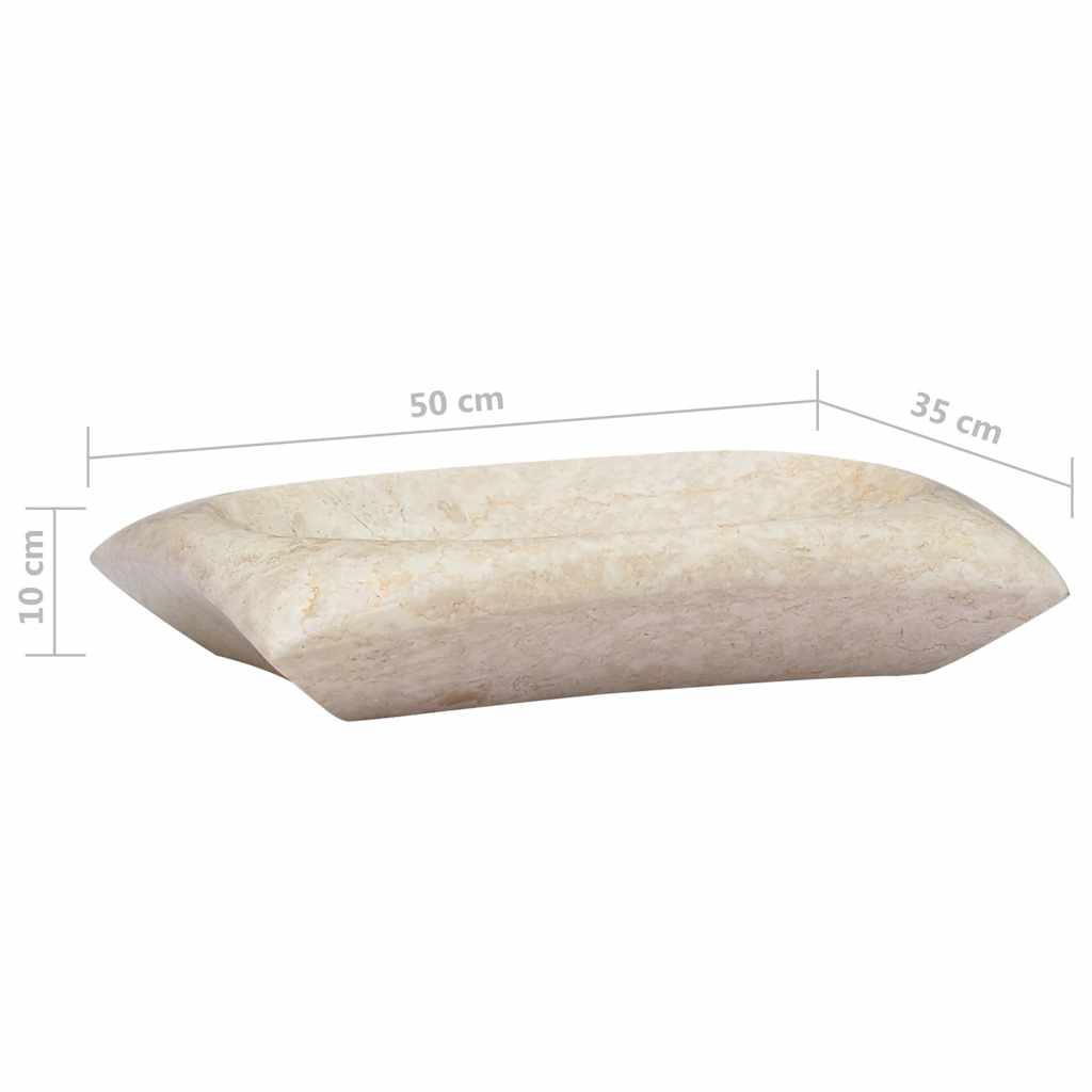 vidaXL Umywalka, kremowa, 50x35x10 cm, marmurowa