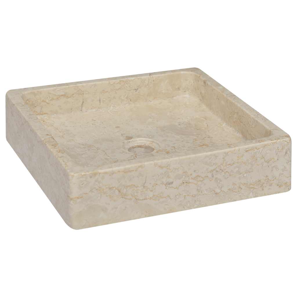 vidaXL Umywalka, kremowa, 40x40x10 cm, marmurowa