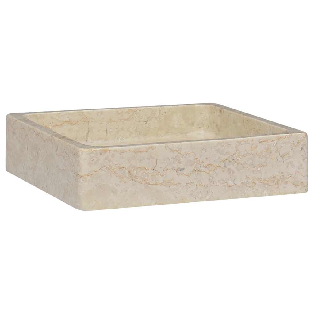 vidaXL Umywalka, kremowa, 40x40x10 cm, marmurowa