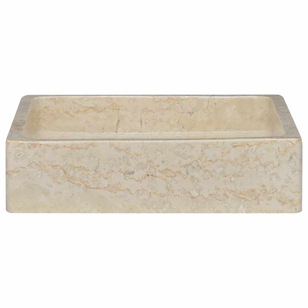 vidaXL Umywalka, kremowa, 40x40x10 cm, marmurowa
