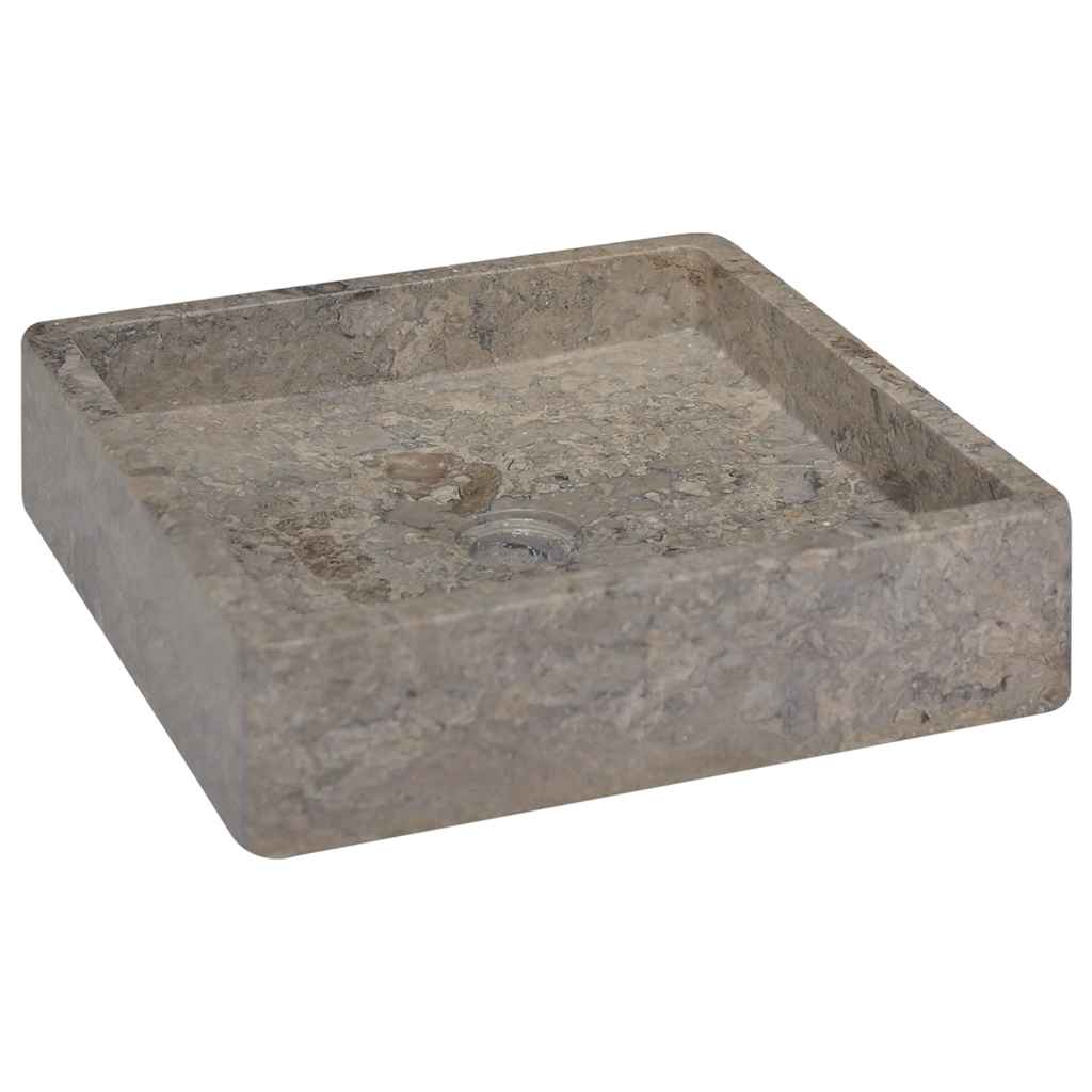 vidaXL Umywalka, szara, 40x40x10 cm, marmurowa