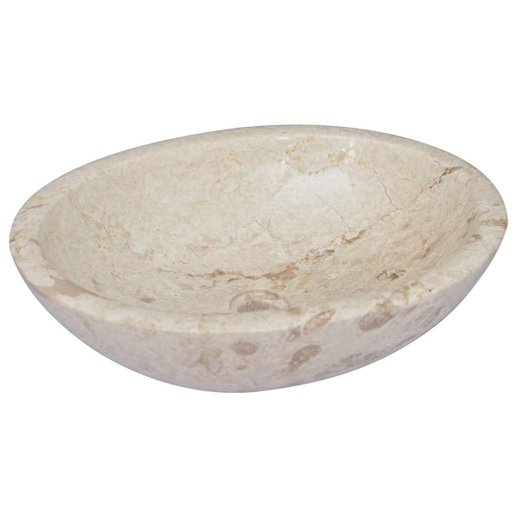 vidaXL Umywalka, kremowa, 53x40x15 cm, marmurowa