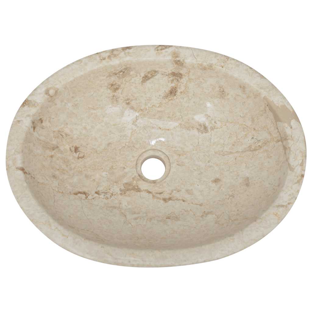 vidaXL Umywalka, kremowa, 53x40x15 cm, marmurowa