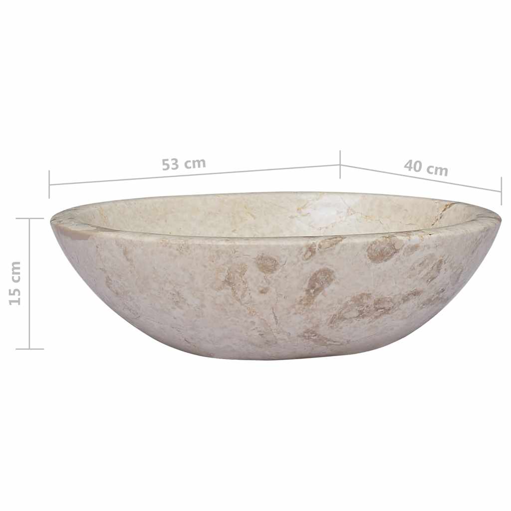 vidaXL Umywalka, kremowa, 53x40x15 cm, marmurowa