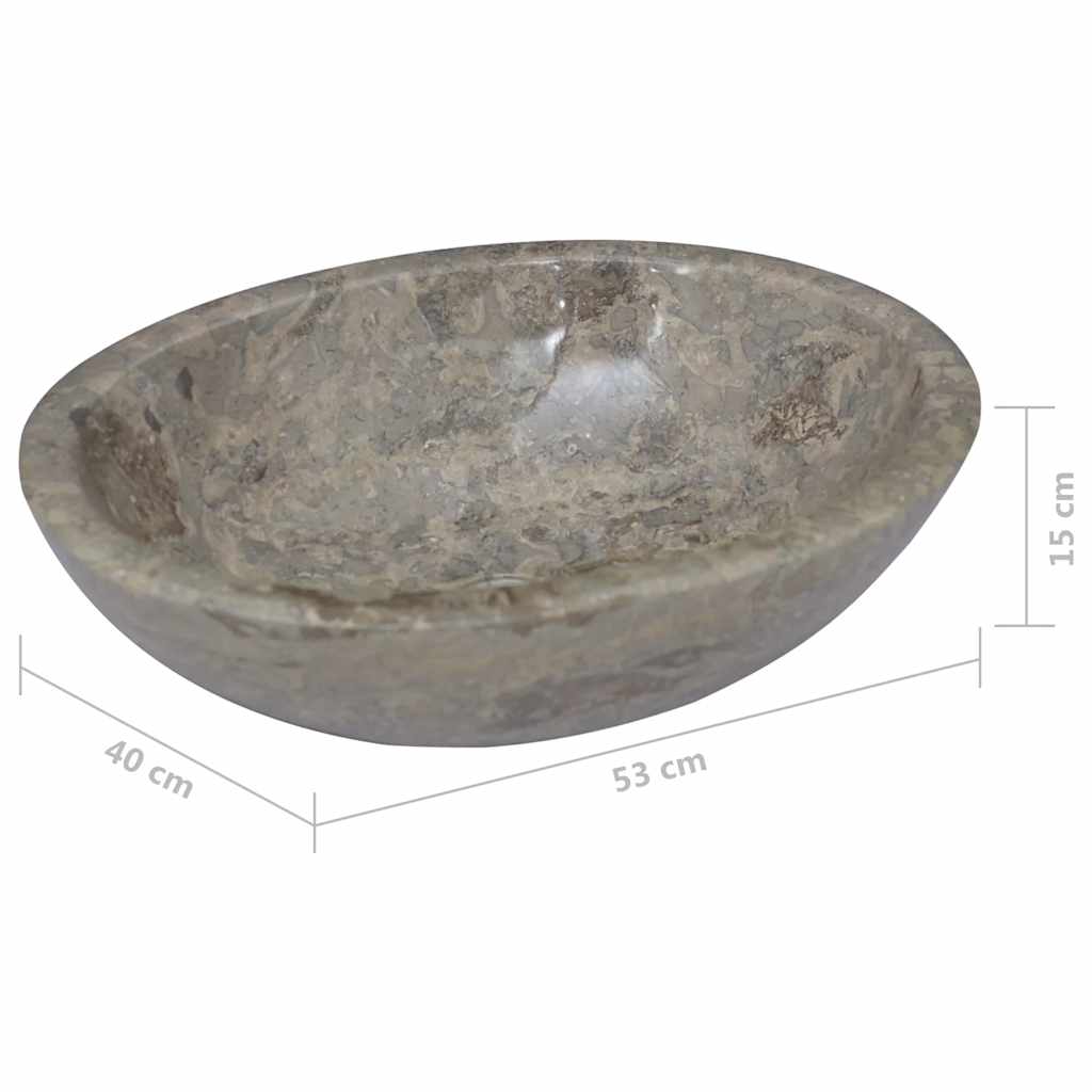 vidaXL Umywalka, szara, 53x40x15 cm, marmurowa