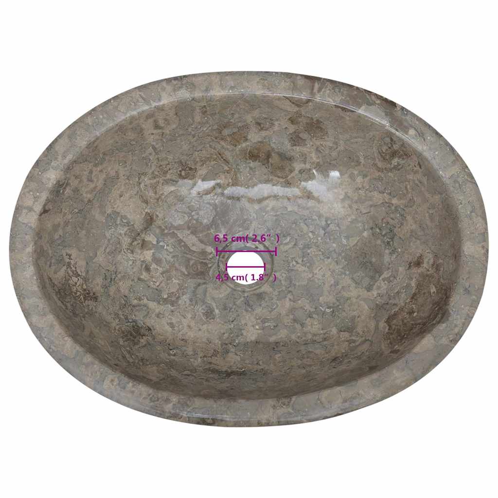 vidaXL Umywalka, szara, 53x40x15 cm, marmurowa