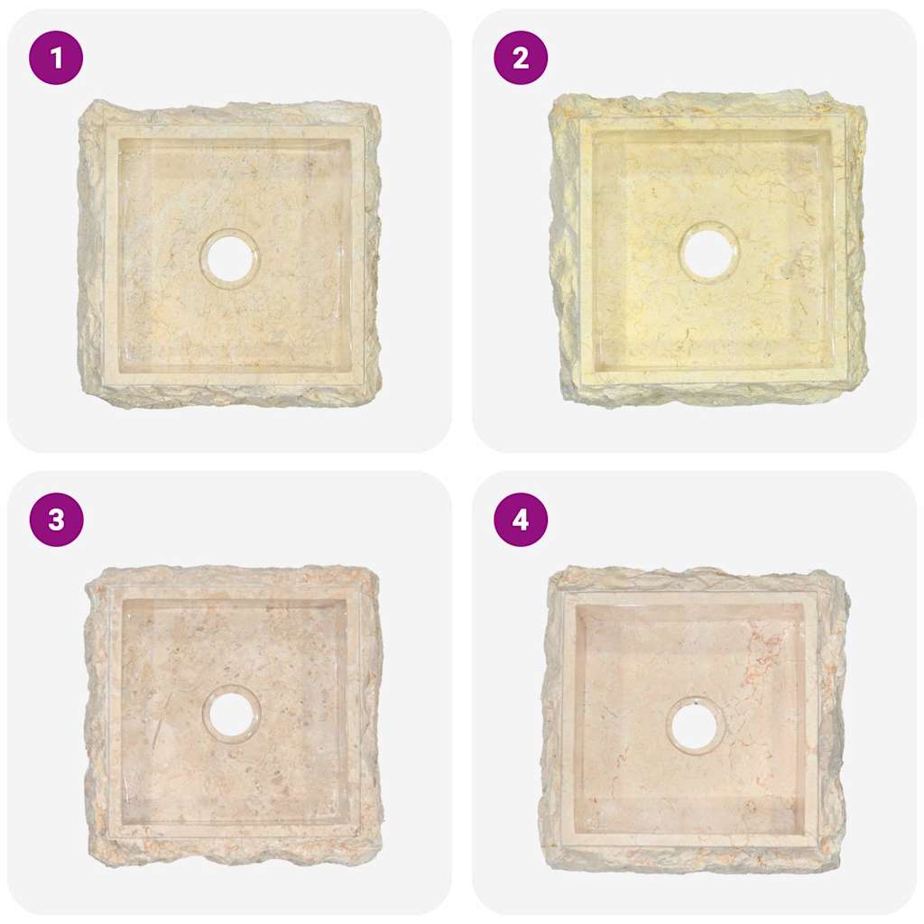 vidaXL Umywalka, kremowa, 30 x 30 x 13 cm, marmurowa