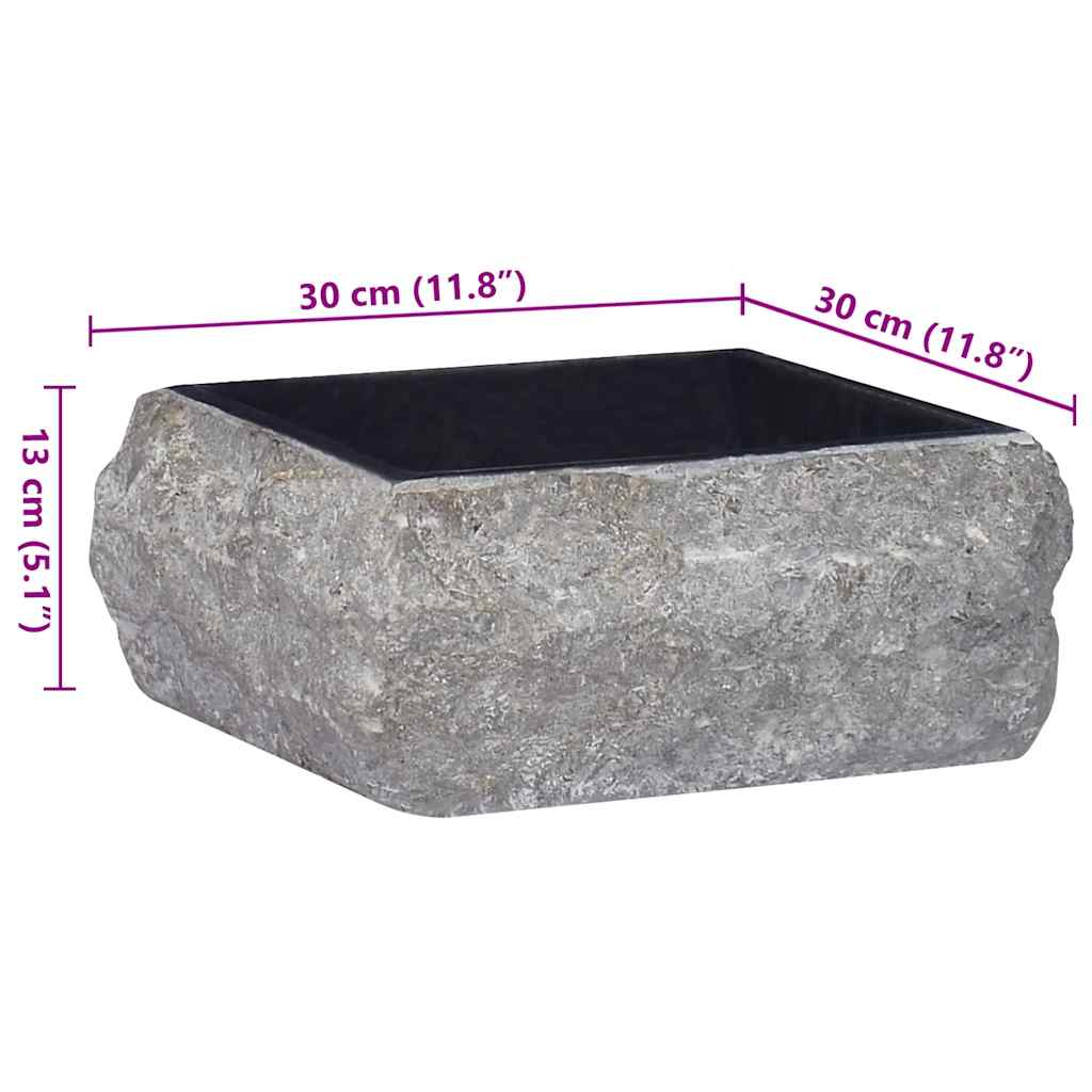 vidaXL Umywalka, czarna, 30 x 30 x 13 cm, marmurowa
