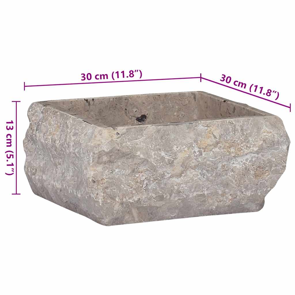 vidaXL Umywalka, szara, 30x 30 x 13 cm, marmurowa