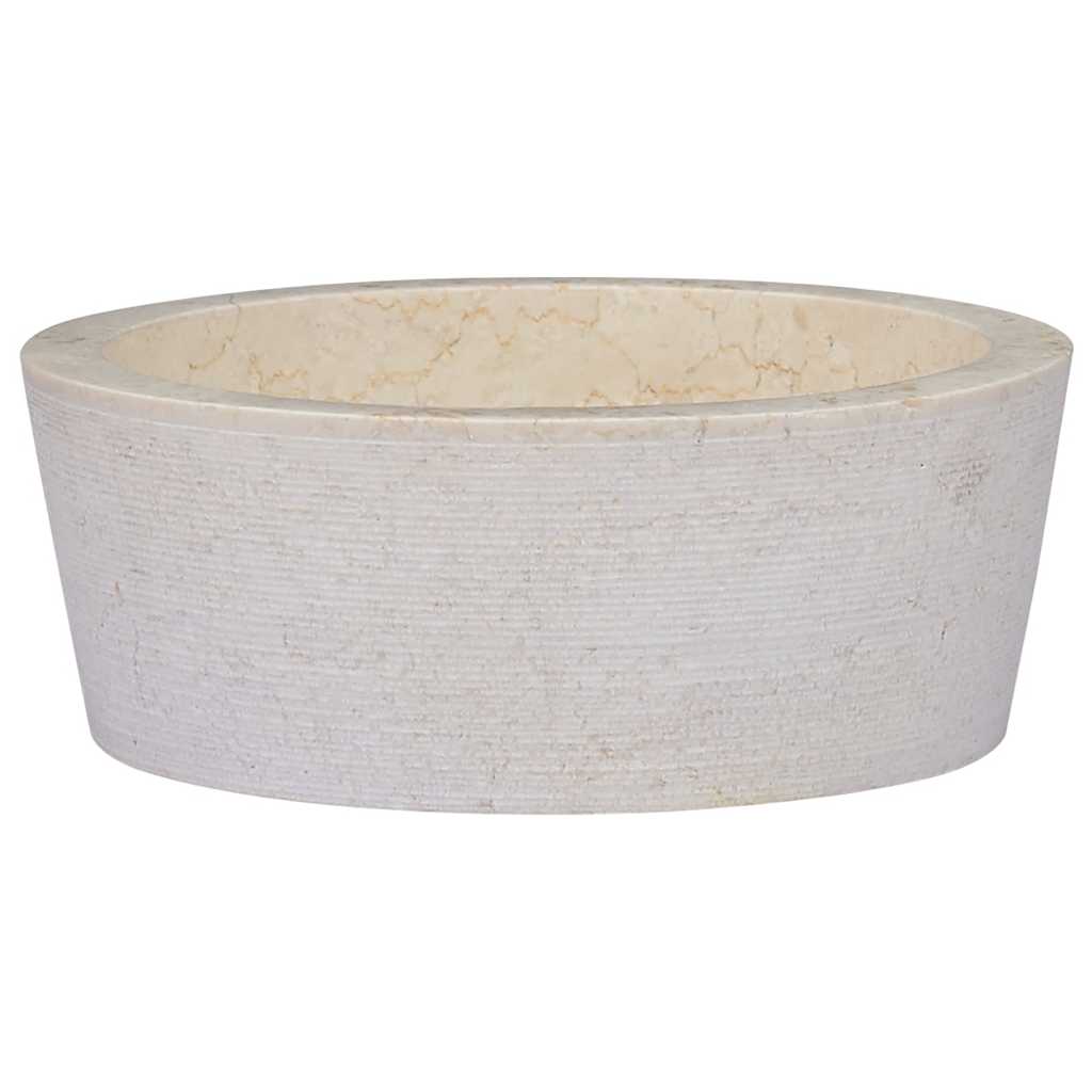 vidaXL Umywalka, kremowa, Ø40x15 cm, marmurowa