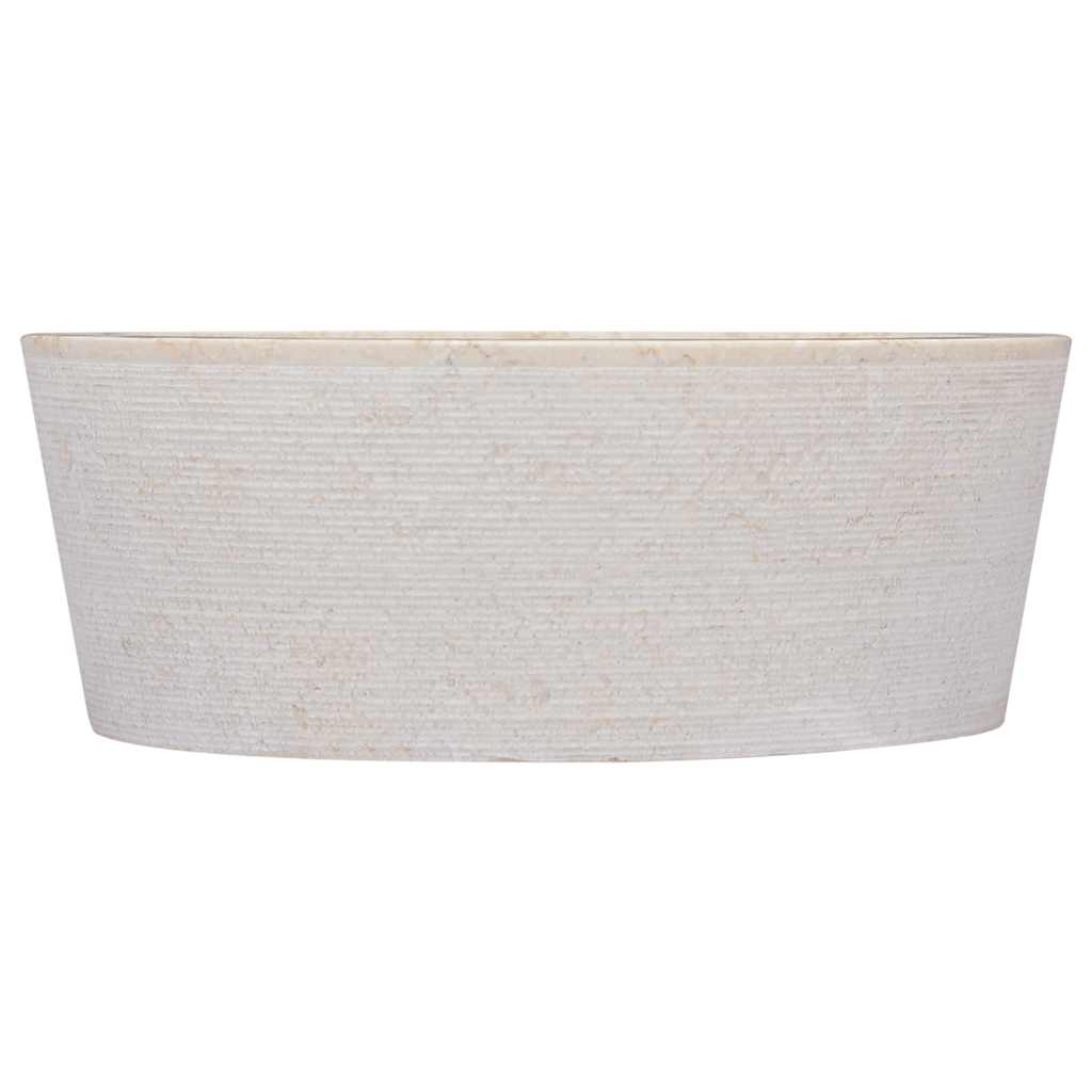 vidaXL Umywalka, kremowa, Ø40x15 cm, marmurowa