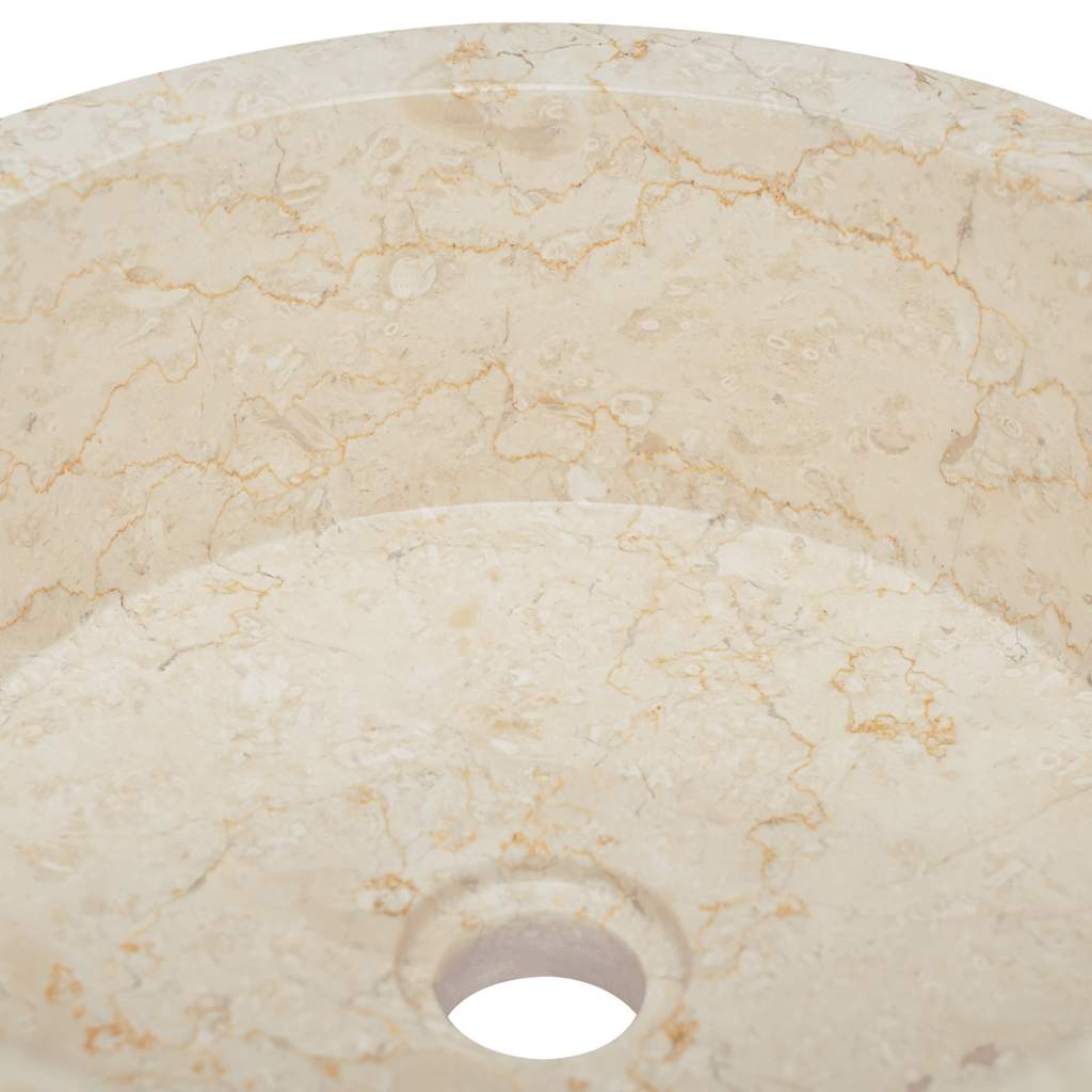 vidaXL Umywalka, kremowa, Ø40x15 cm, marmurowa