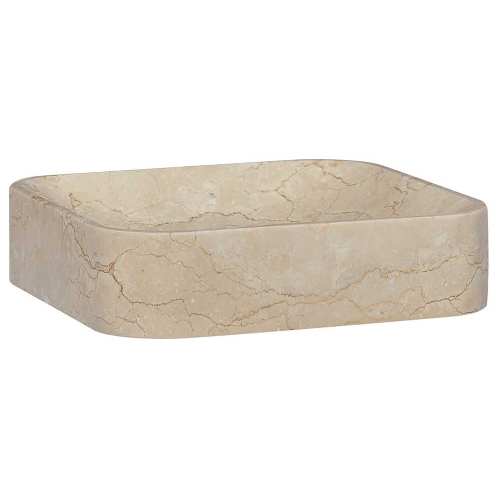 vidaXL Umywalka, kremowa, 40x40x10 cm, marmurowa