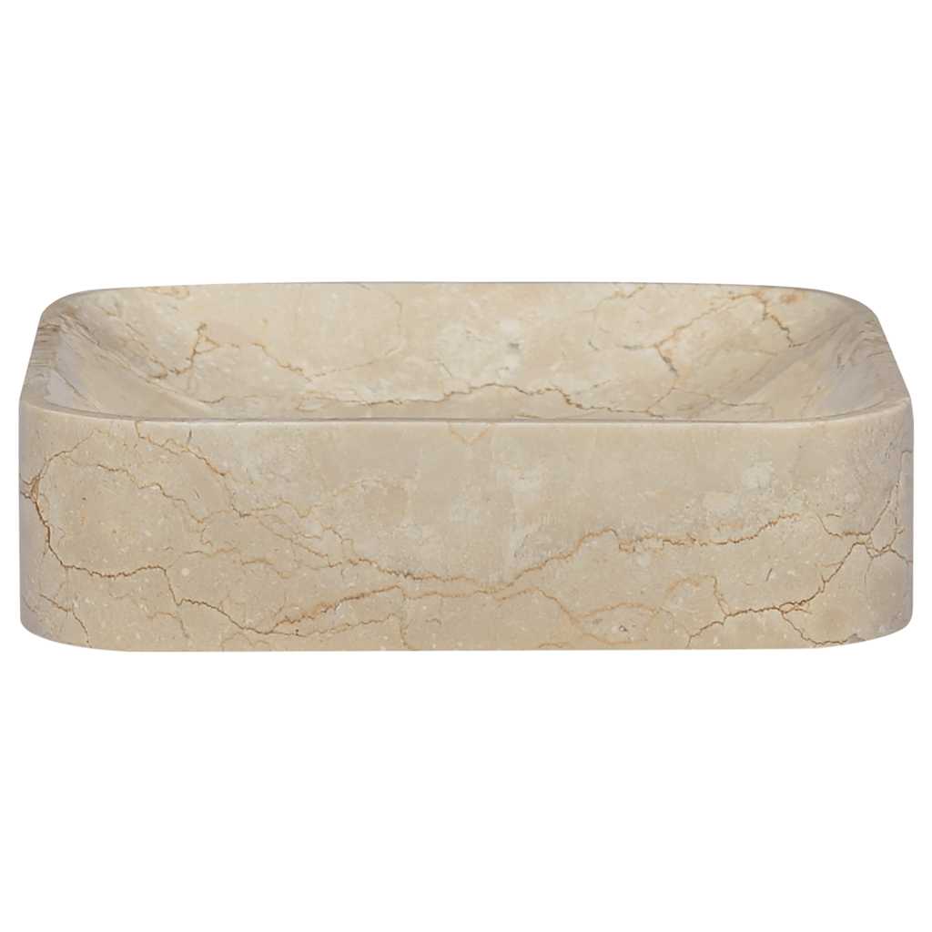 vidaXL Umywalka, kremowa, 40x40x10 cm, marmurowa