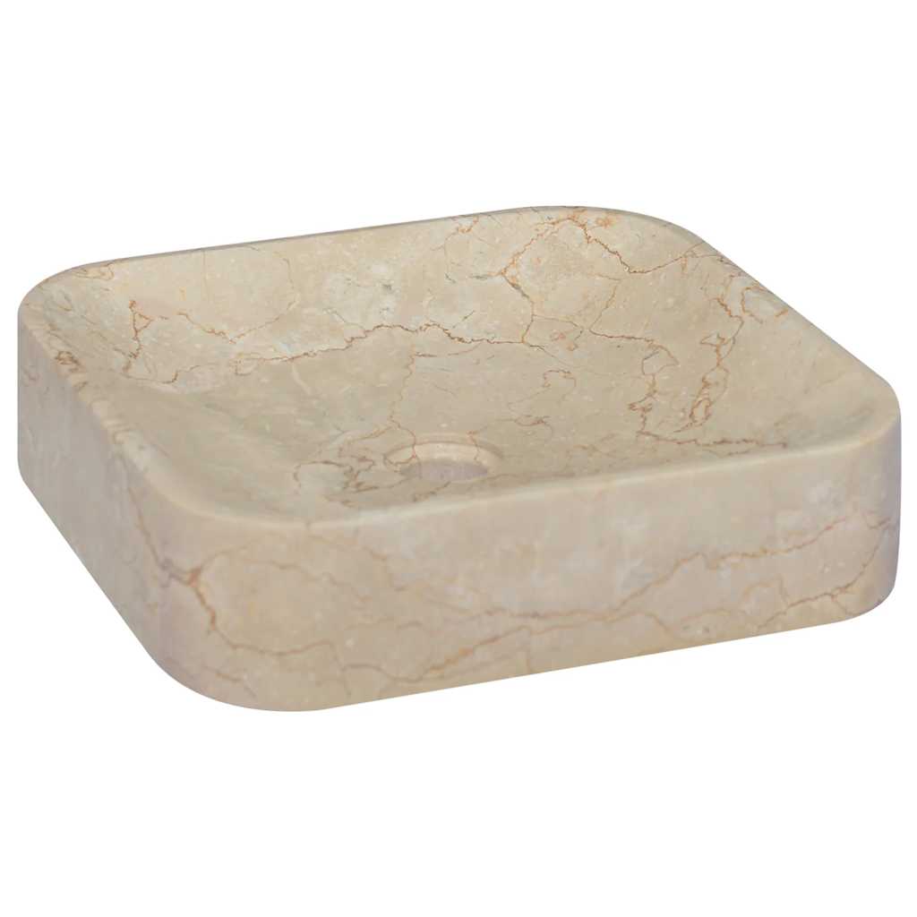 vidaXL Umywalka, kremowa, 40x40x10 cm, marmurowa