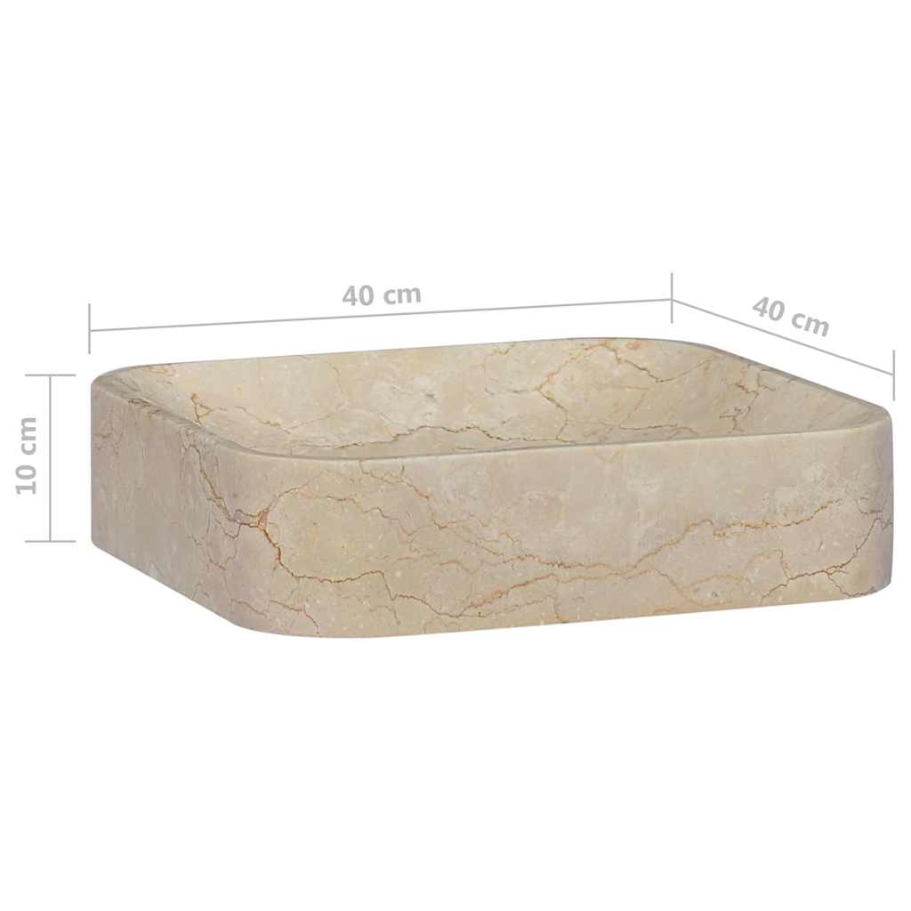vidaXL Umywalka, kremowa, 40x40x10 cm, marmurowa