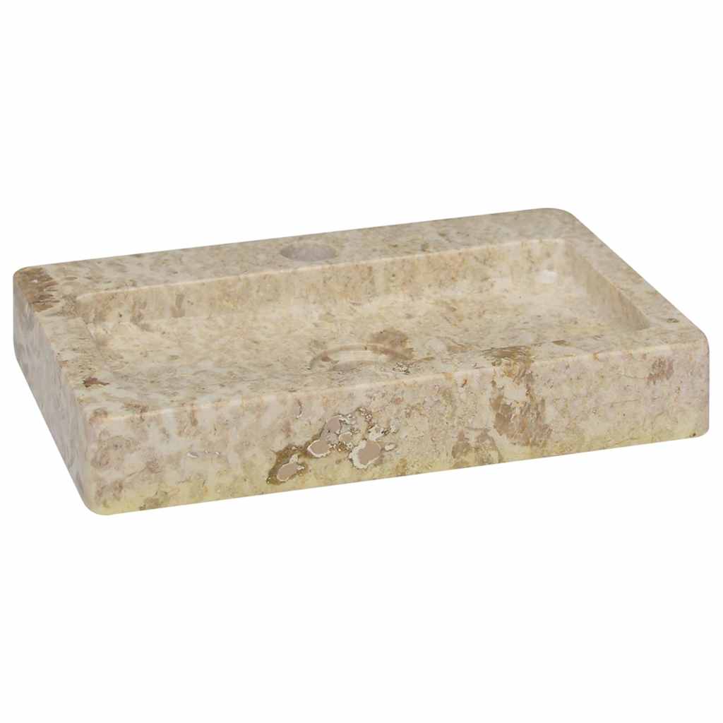 vidaXL Umywalka do montażu na ścianie, kremowa, 38x24x6,5 cm, marmur