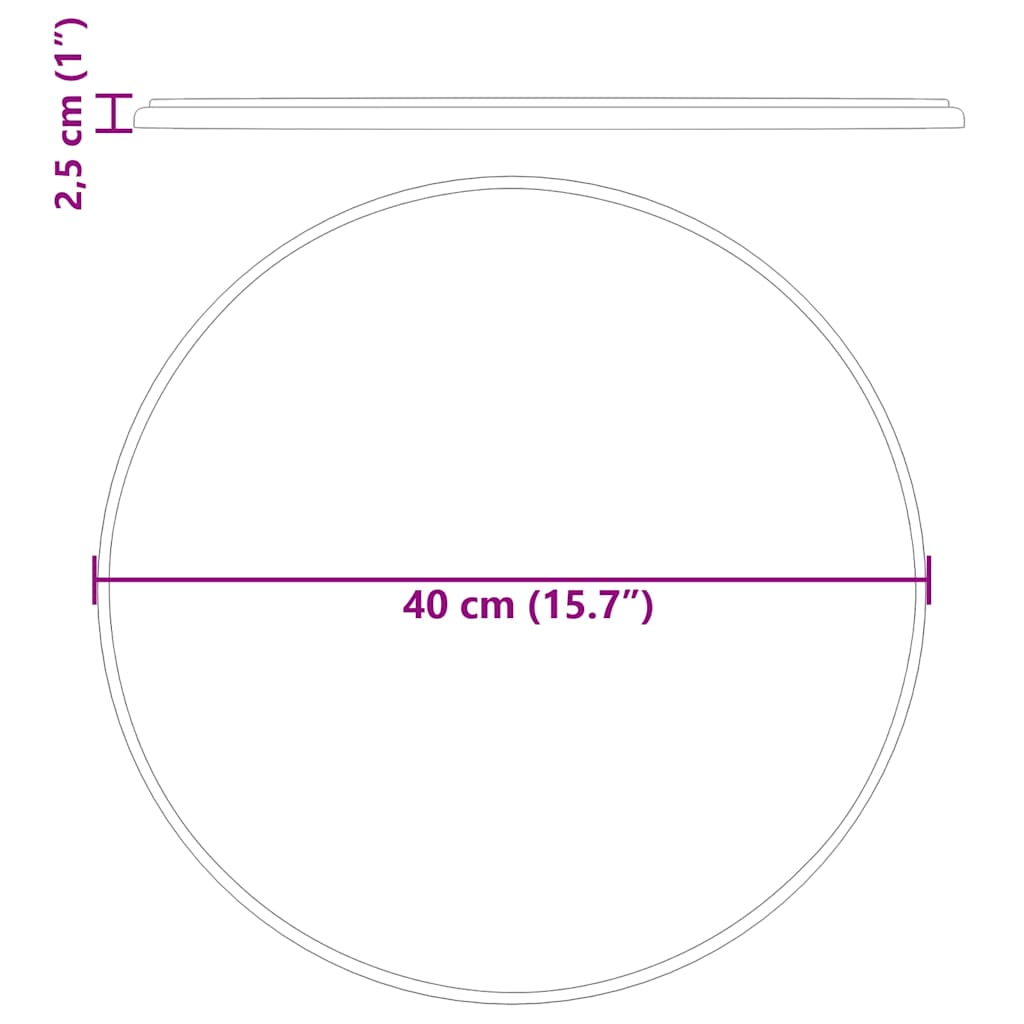 vidaXL Blat do stołu, czarny, Ø40 x 2,5 cm, marmur